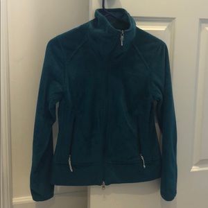 North Face Teal Fuzzy Jacket with wide collar